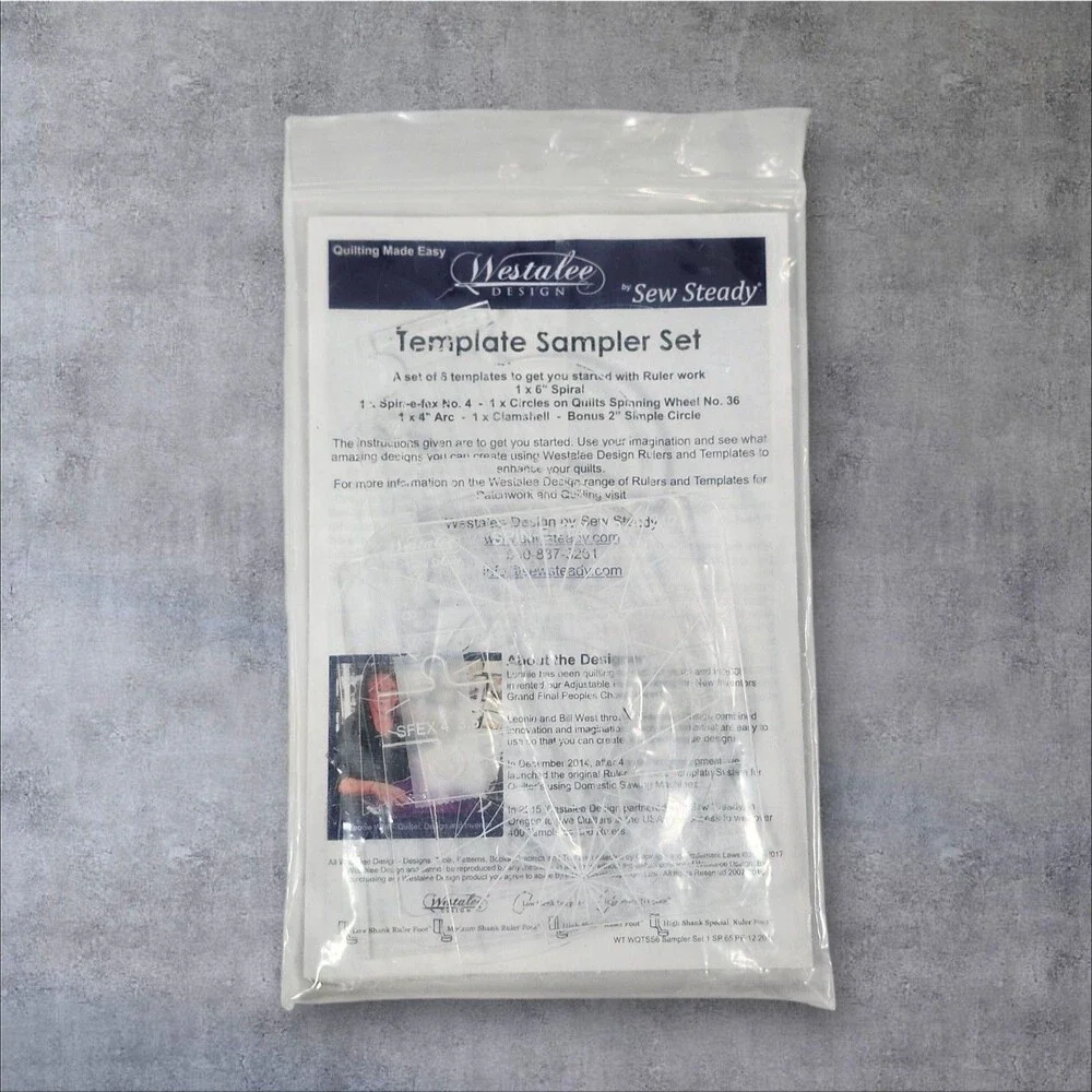 Westalee Design Template Sampler Set Low Shank Sew Steady 5 Rulers + Stable Tape
